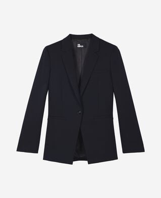 The Kooples DAMEN DARK NAVY kost&uuml;mjacke aus wollgemisch in marine