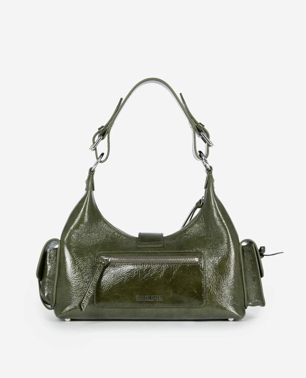 Sac Amelia en cuir craquelé vert