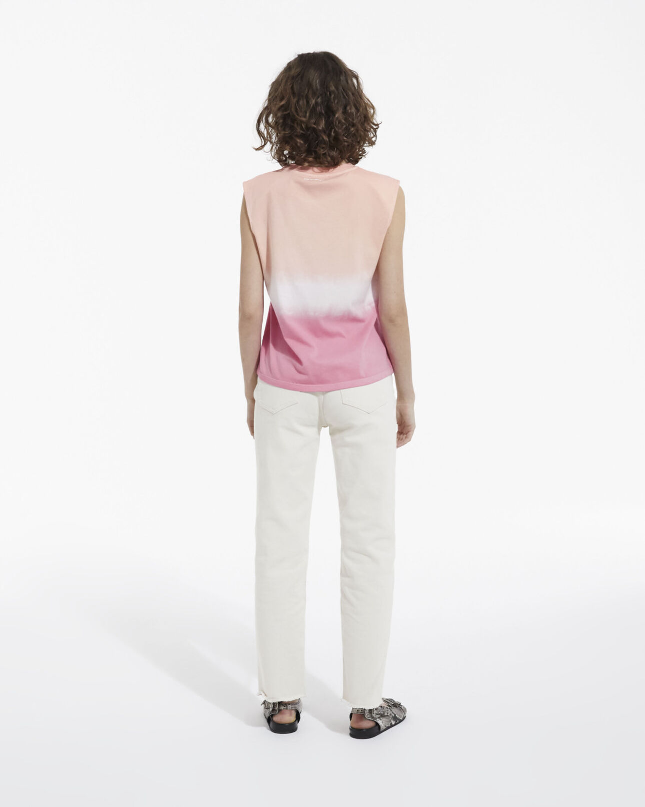 The Kooples FEMME BLUSH t-shirt coton rose et blanc motif dégradé