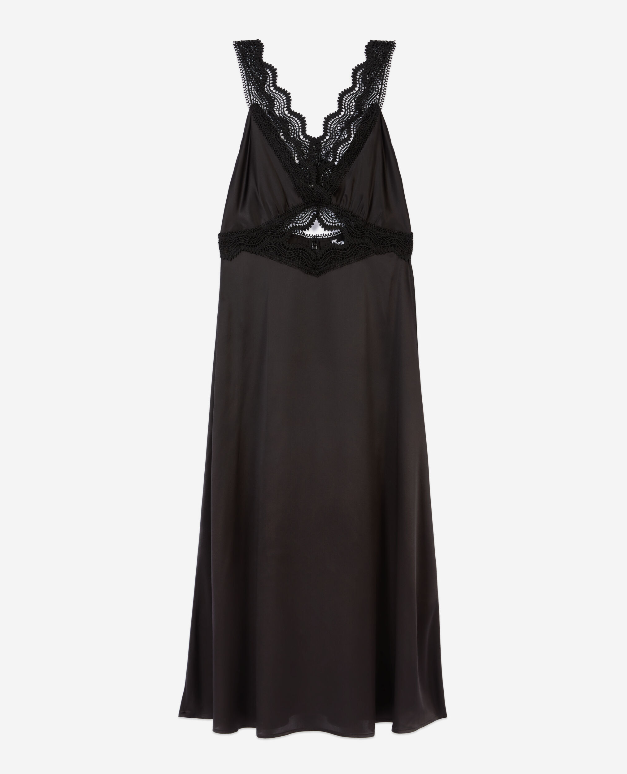 Long black slip dress with guipure The Kooples