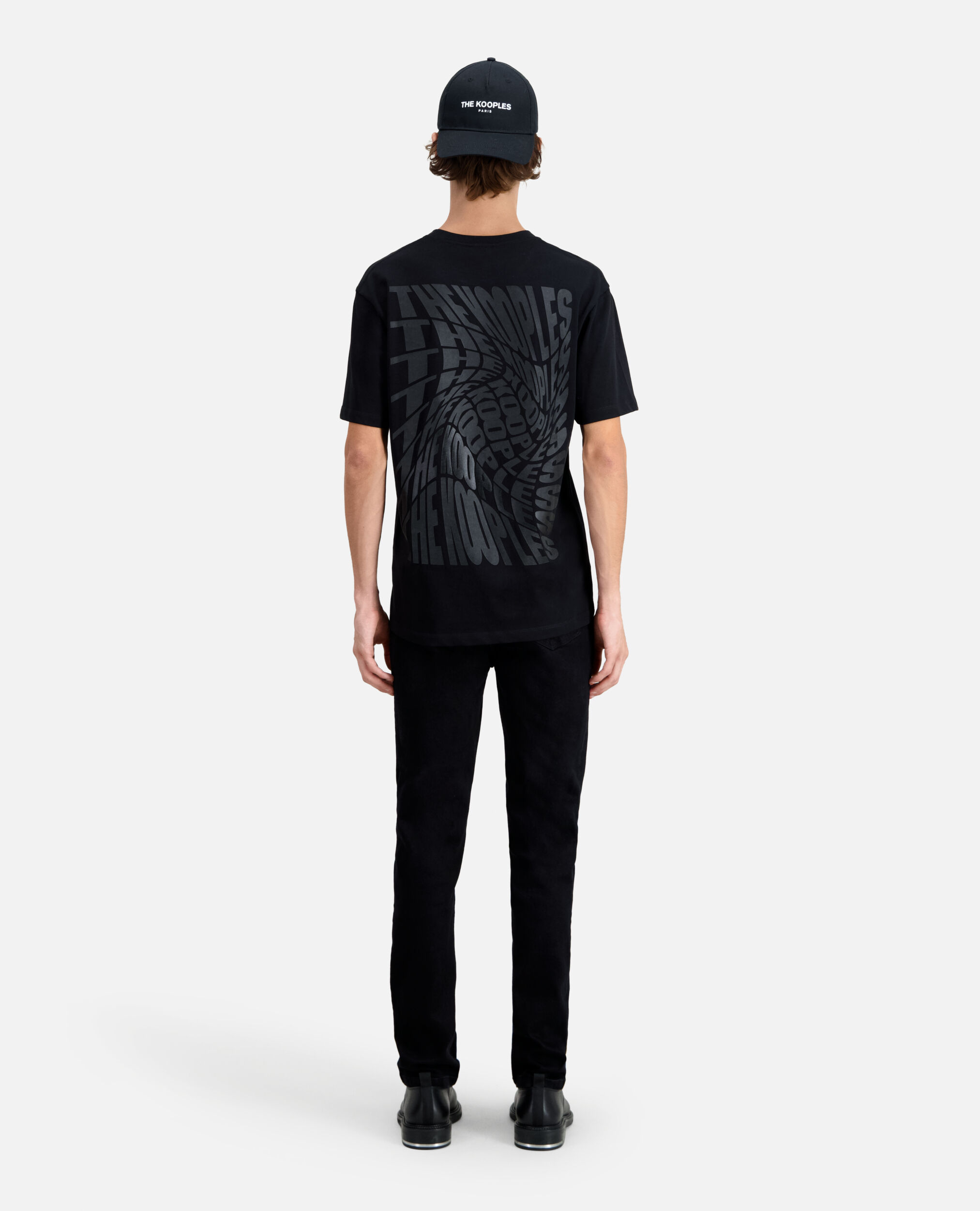 Men's black t-shirt with graphic logo serigraphy, BLACK, hi-res image number null