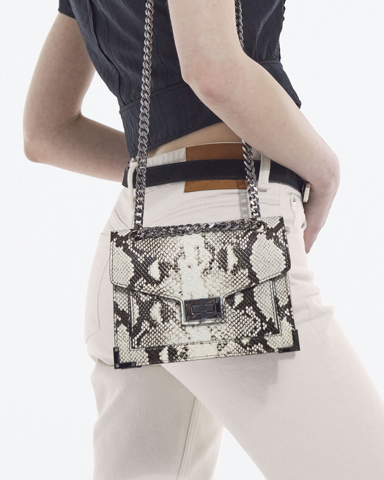 The Kooples DAMEN BLACK WHITE kleine emiliy tasche aus leder