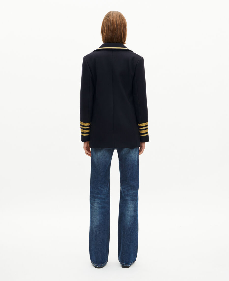The Kooples F NAVY officer's pea jacket in navy wool