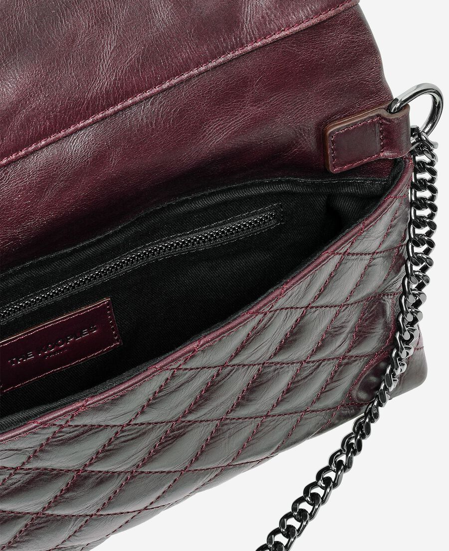 The Kooples WOMEN BURGUNDY heritage small clutch bag in burgundy leather