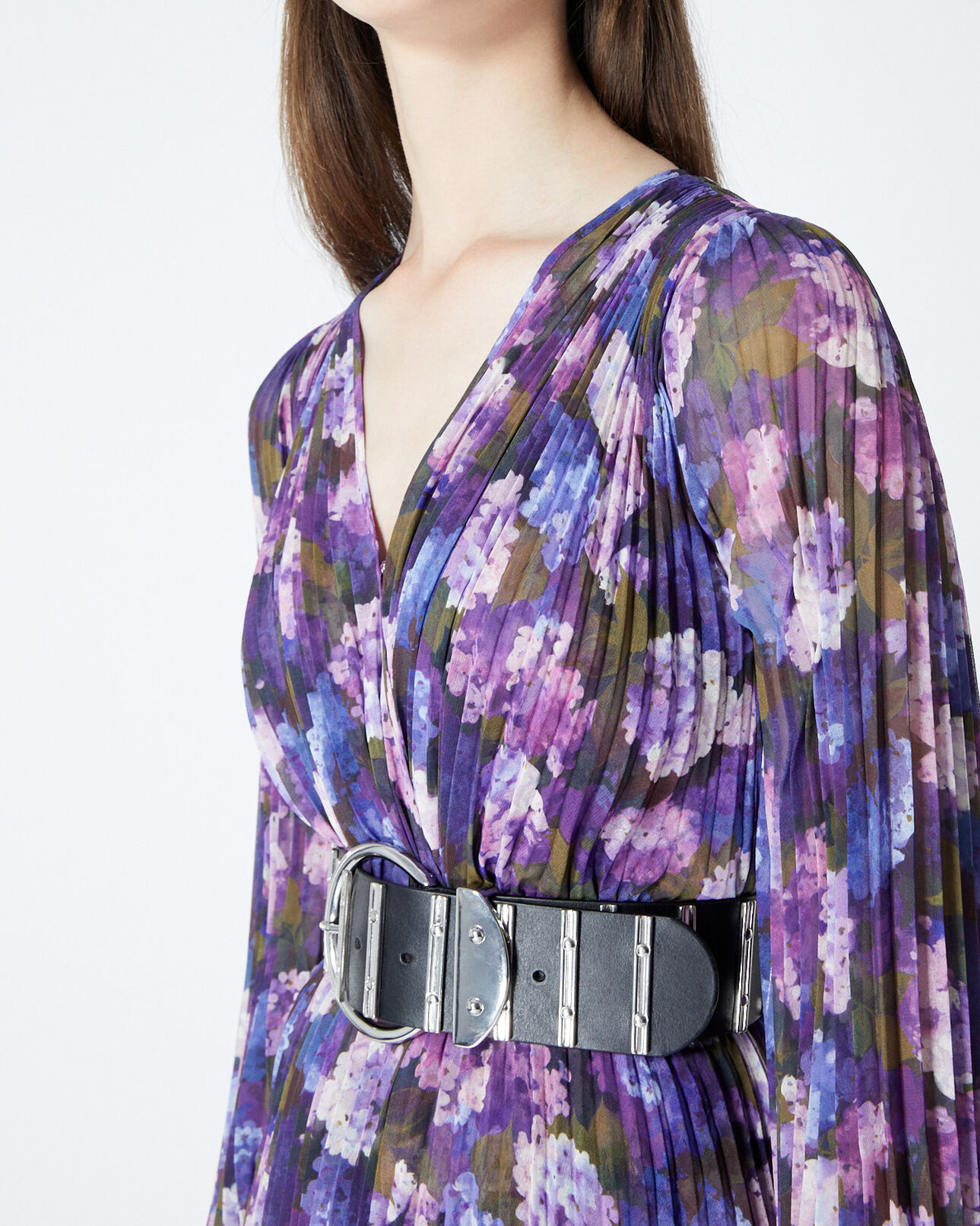The Kooples WOMEN BLACK black skinny leather belt with silver details