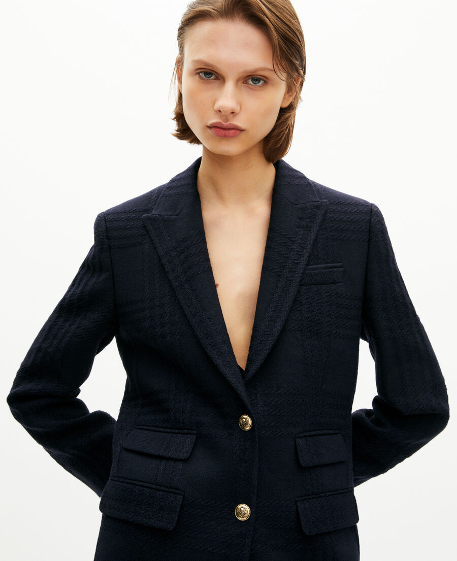 The Kooples F NAVY navy wool tweed jacket