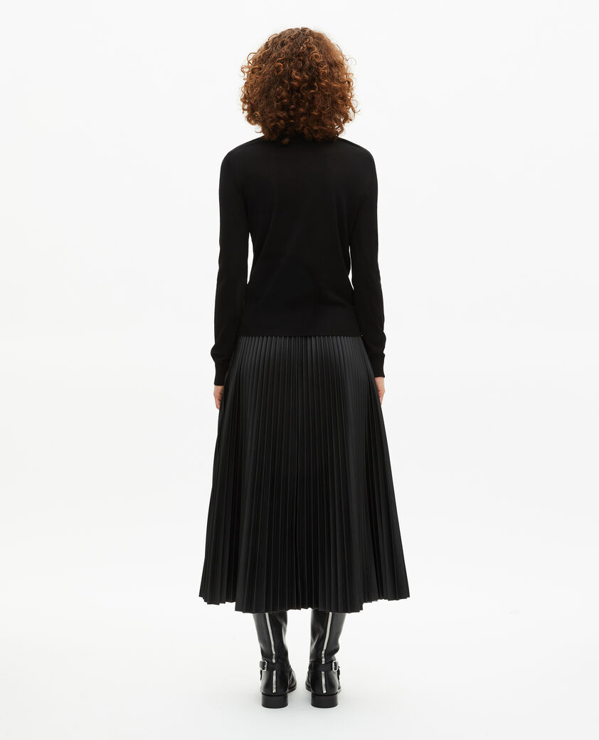 The Kooples WOMEN BLACK black merino wool round-neck sweater