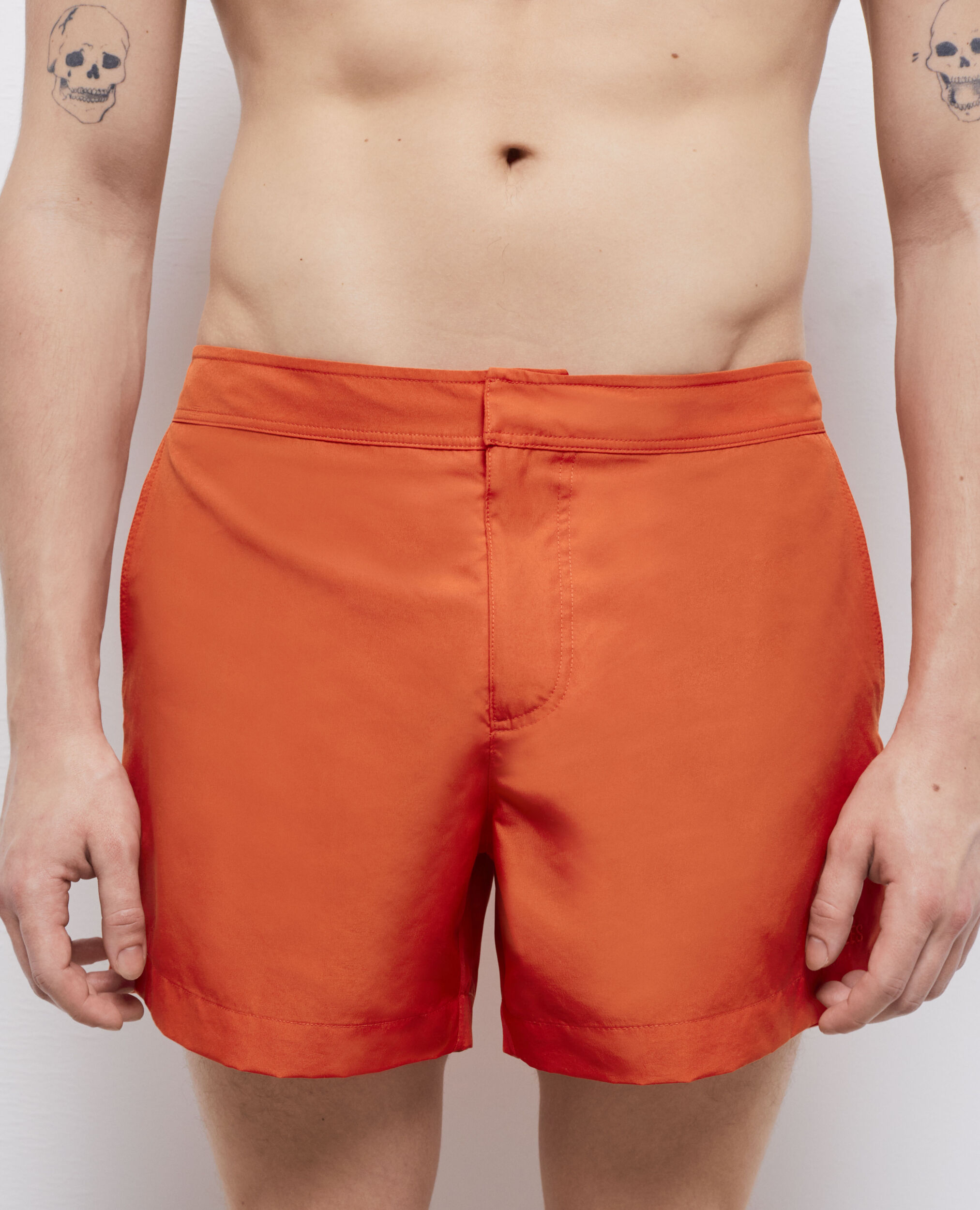 Orange swim shorts with logo, PUMPKIN, hi-res image number null
