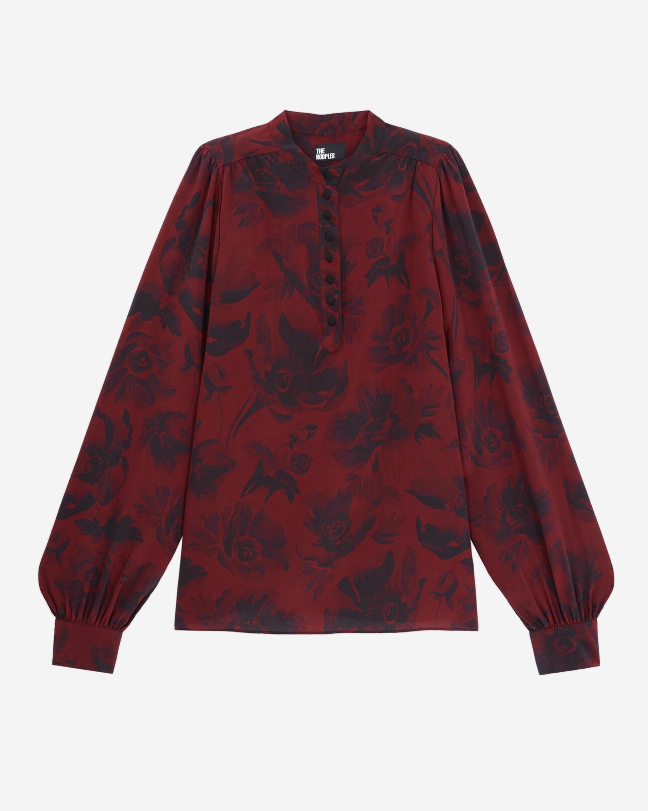 The Kooples WOMEN BLACK - BURGUNDY printed top with buttoning