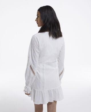 The Kooples WOMEN OFF WHITE short white light dress with embroidery