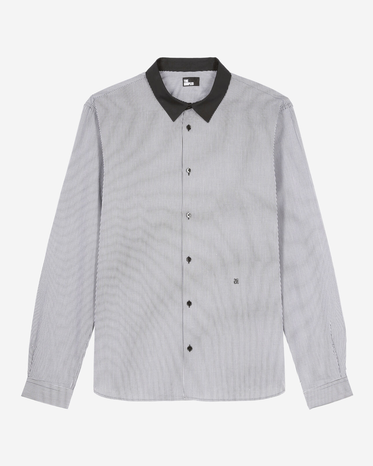 The Kooples MEN BLACK WHITE black micro-checkered shirt