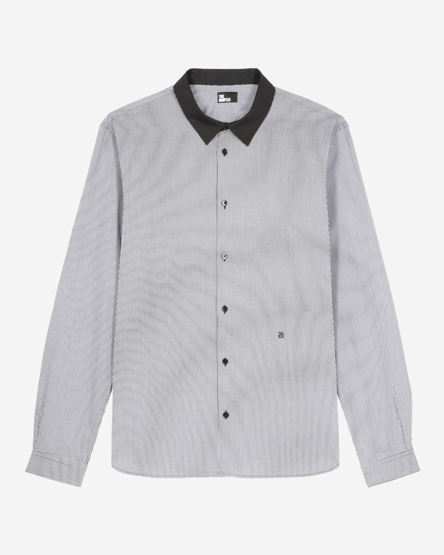 Black micro-checkered shirt, BLACK WHITE, hi-res image number null