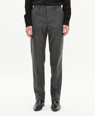 The Kooples HERREN GREY gerade anzughose in hahnentrittoptik in schwarz und grau