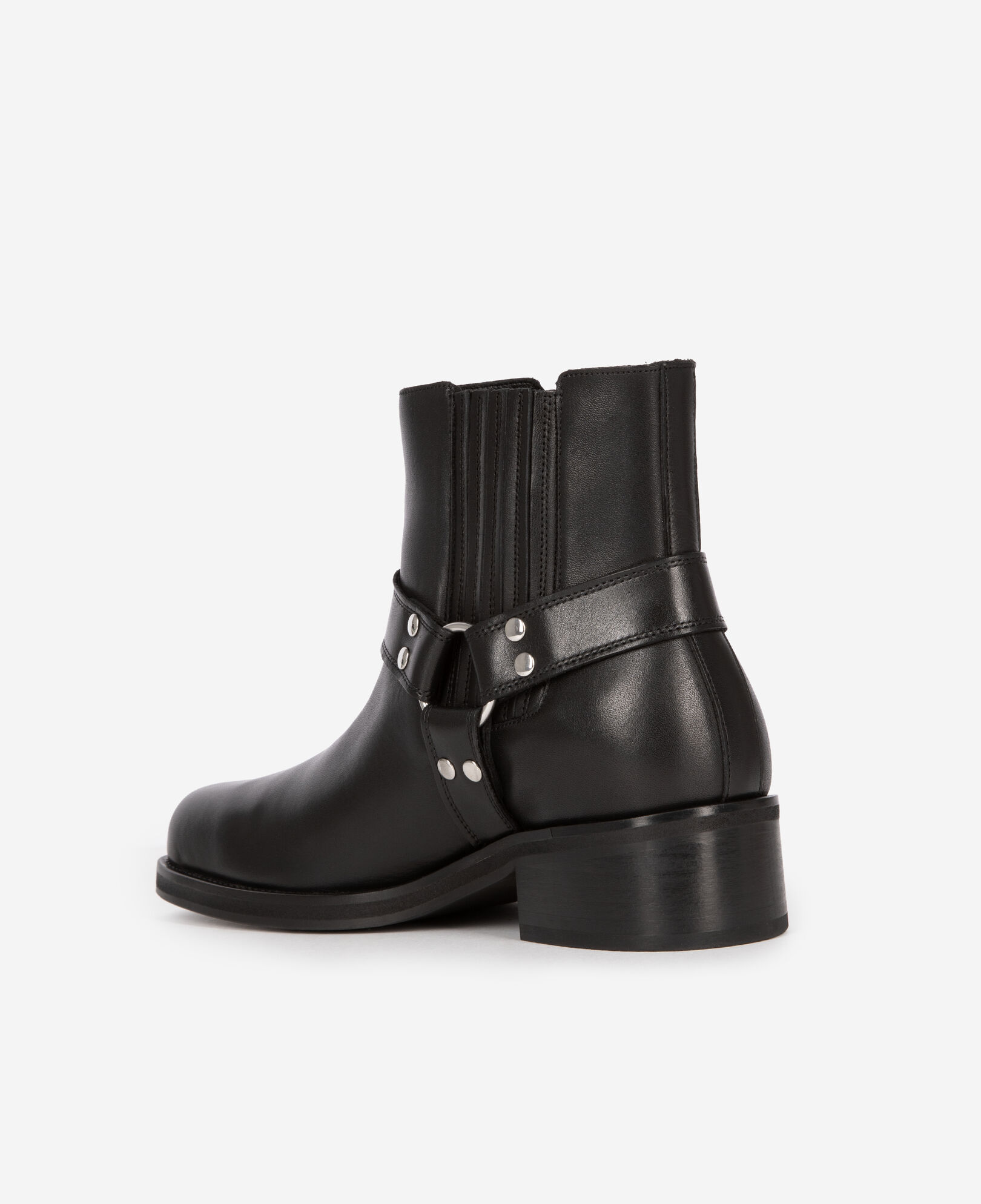 The Kooples HERREN BLACK schwarze lederstiefel mit riemen