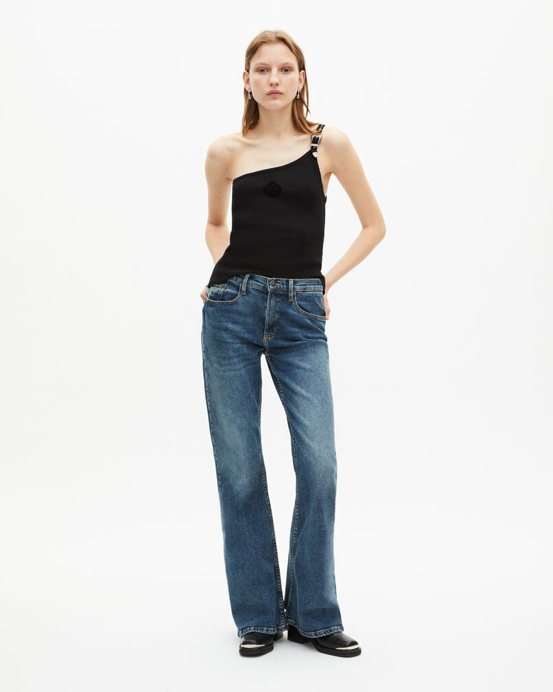 The Kooples FEMME BLACK débardeur asymétrique côtelé noir