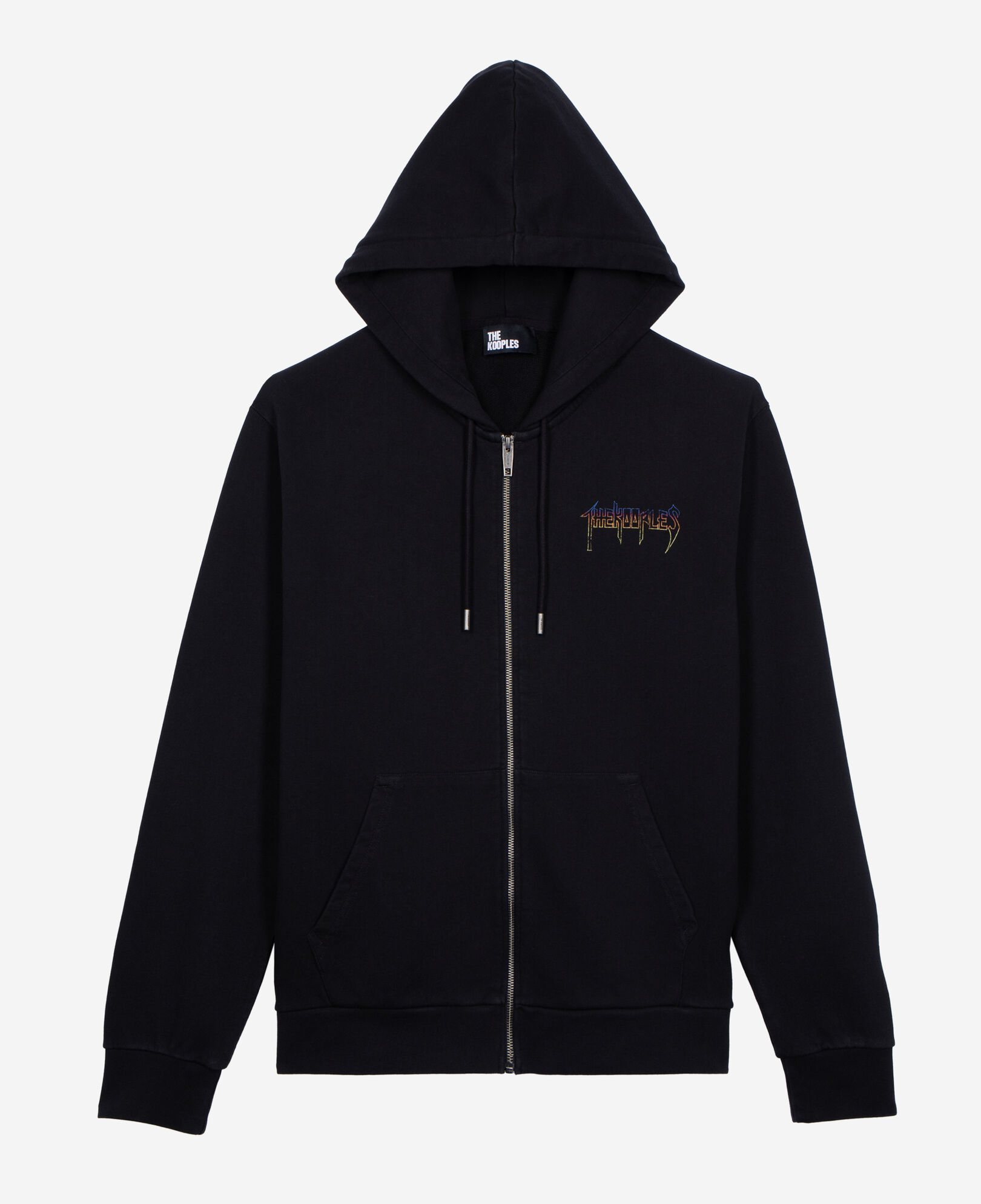 The Kooples HERREN BLACK WASHED schwarzes kapuzensweatshirt mit siebdruck