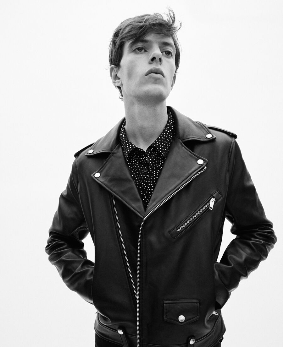 The Kooples H BLACK WHITE white and black micro dot print shirt