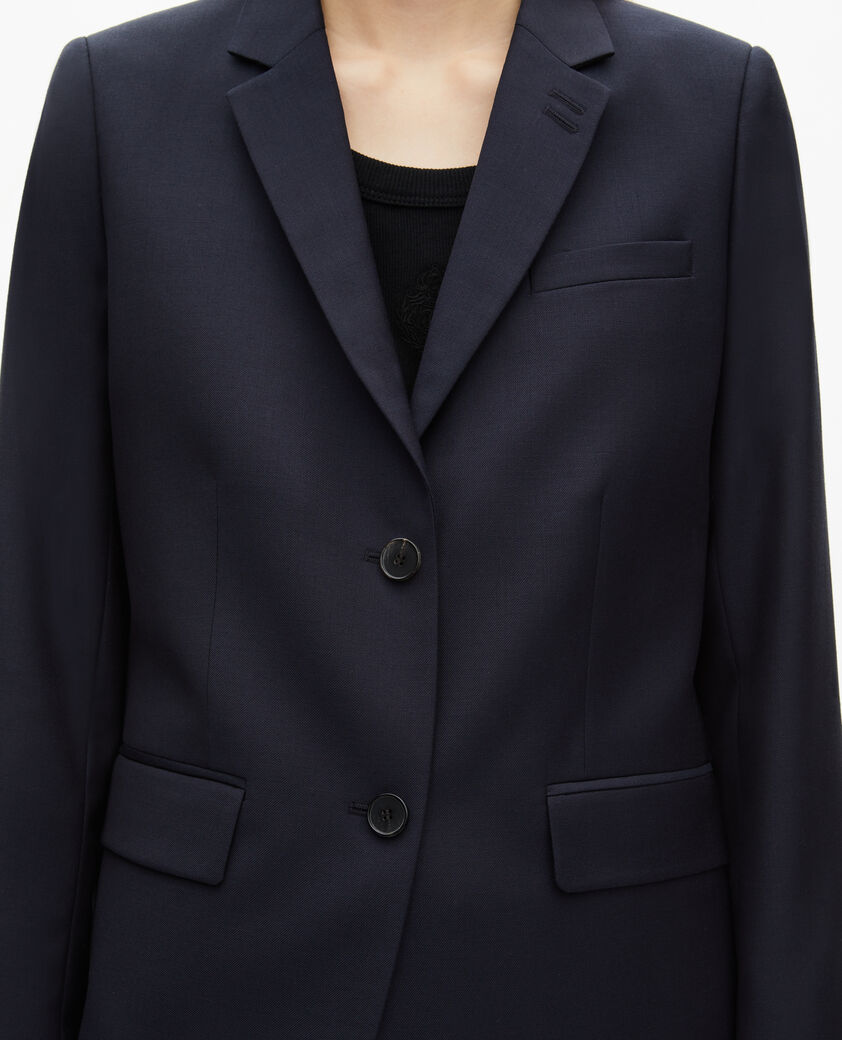 The Kooples FEMME NAVY veste tailleur en laine coupe cintr&eacute;e bleu marine