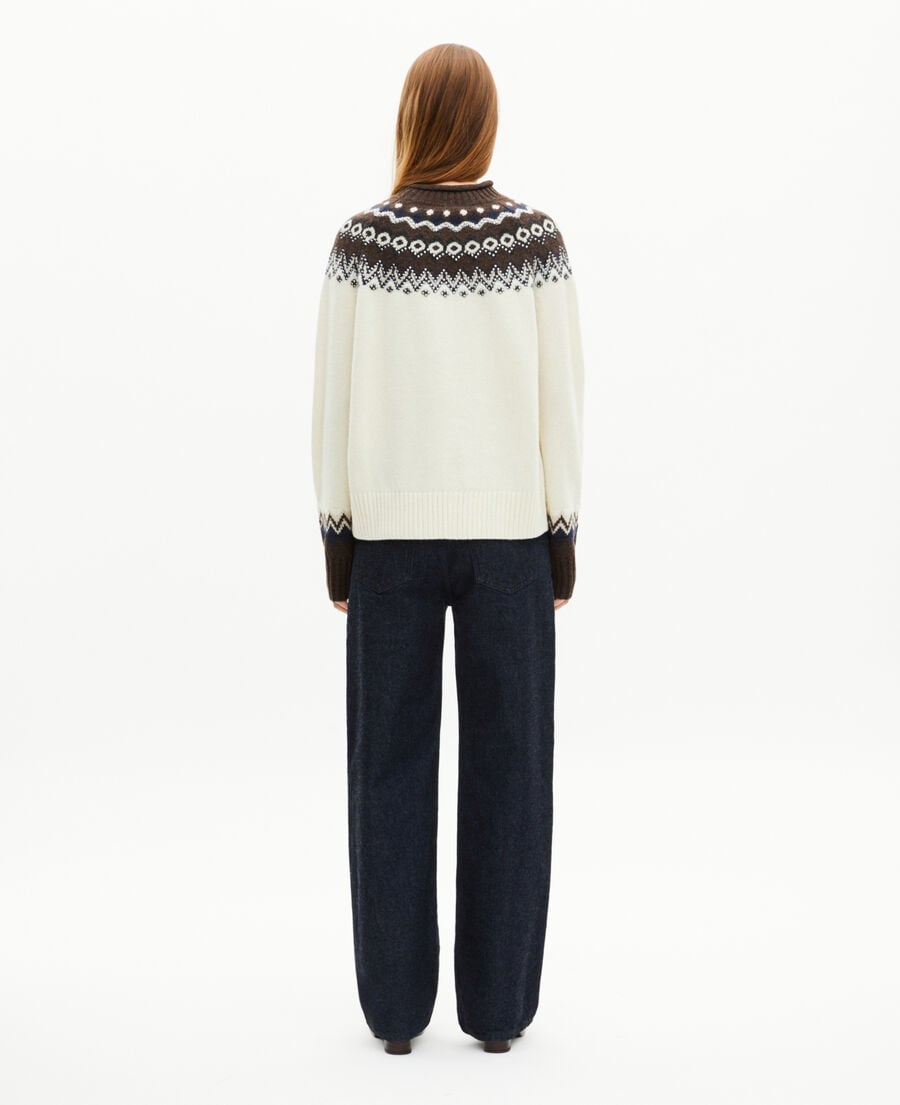 The Kooples WOMEN ECRU / CAMEL wool-blend patterned sweater ecru