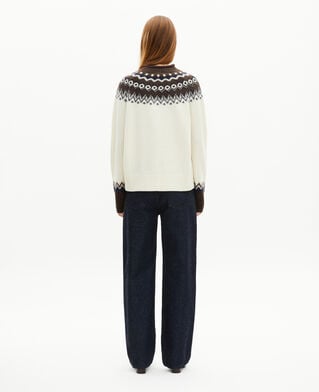 The Kooples WOMEN ECRU / CAMEL wool-blend patterned sweater ecru