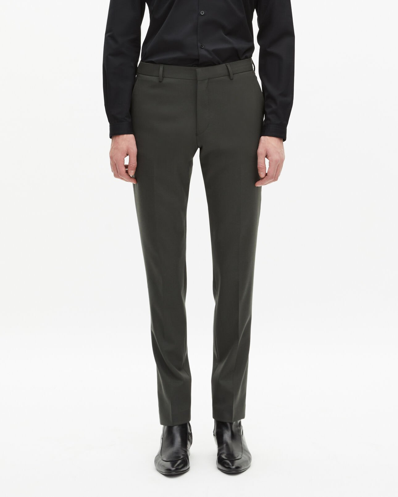 The Kooples MEN KAKI khaki wool suit trousers fitted trousers