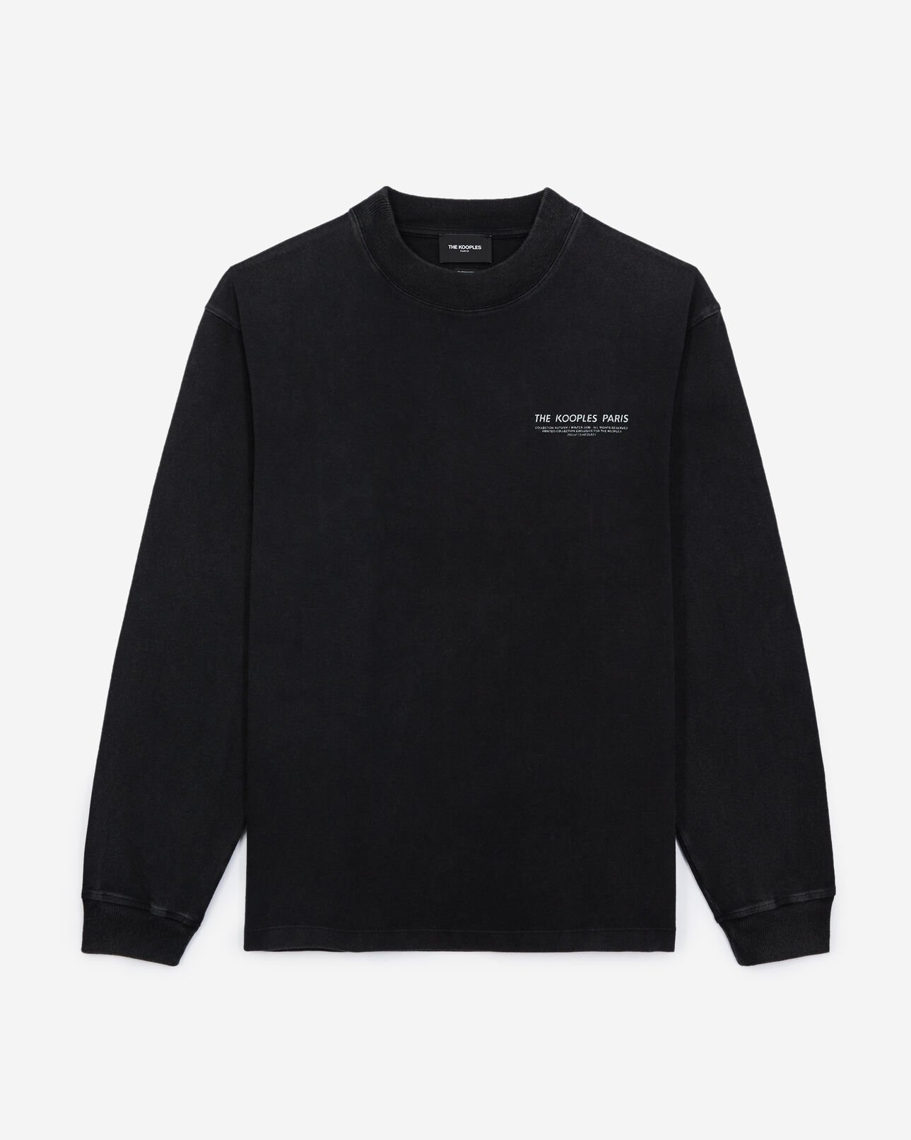 The Kooples HOMME BLACK WASHED t-shirt noir coton à manches longues