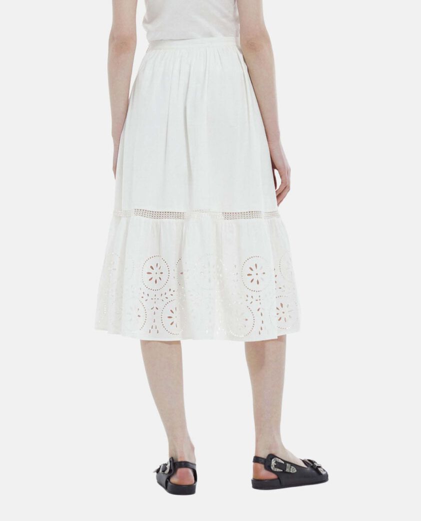 The Kooples FEMME WHITE jupe blanche dentelle longue ajour&eacute;e