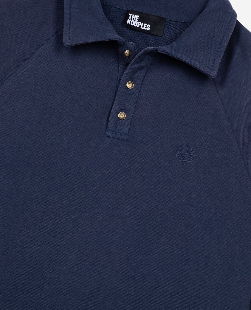 The Kooples HOMME DARK NAVY sweatshirt avec col polo bleu marine