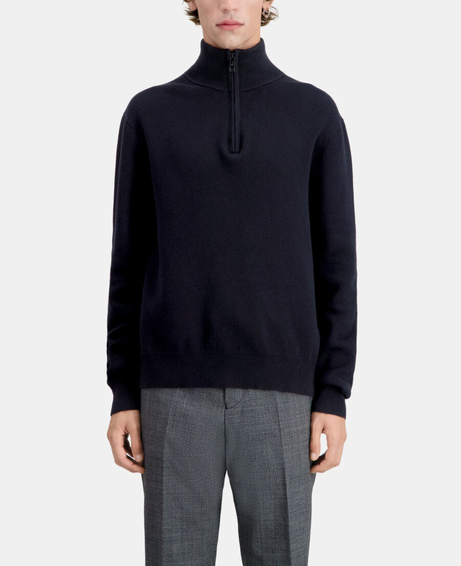black sweater with debossed logo