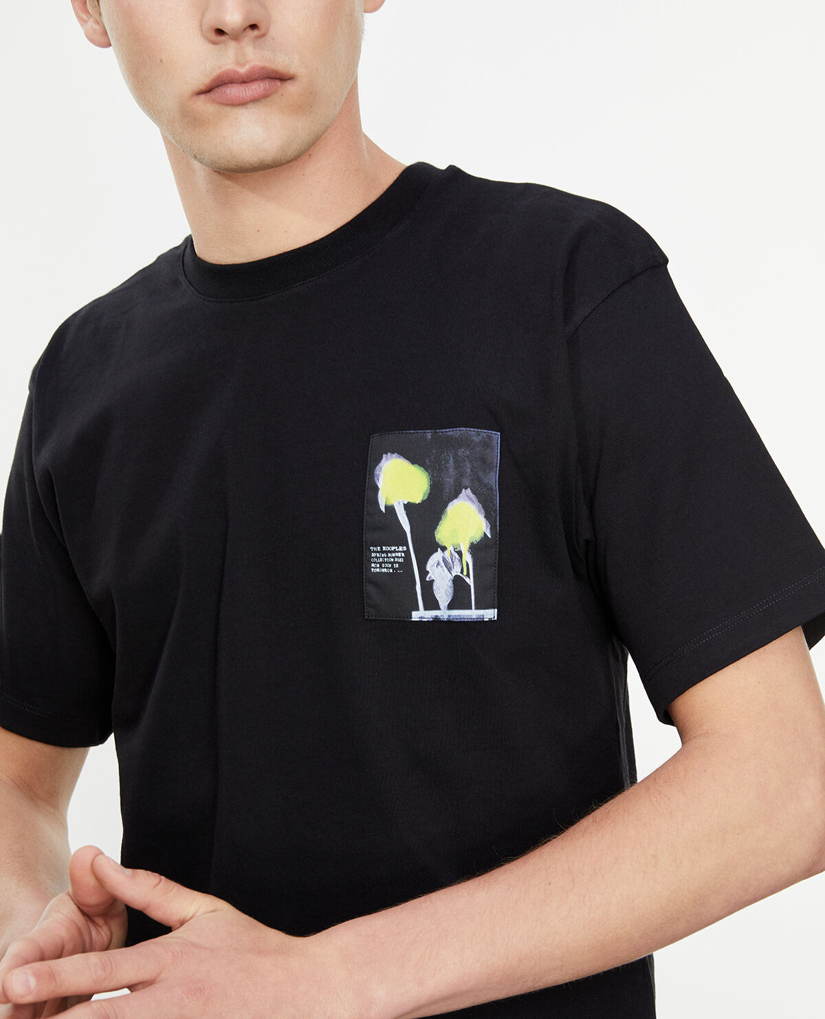 Black cotton T-shirt with logo patch