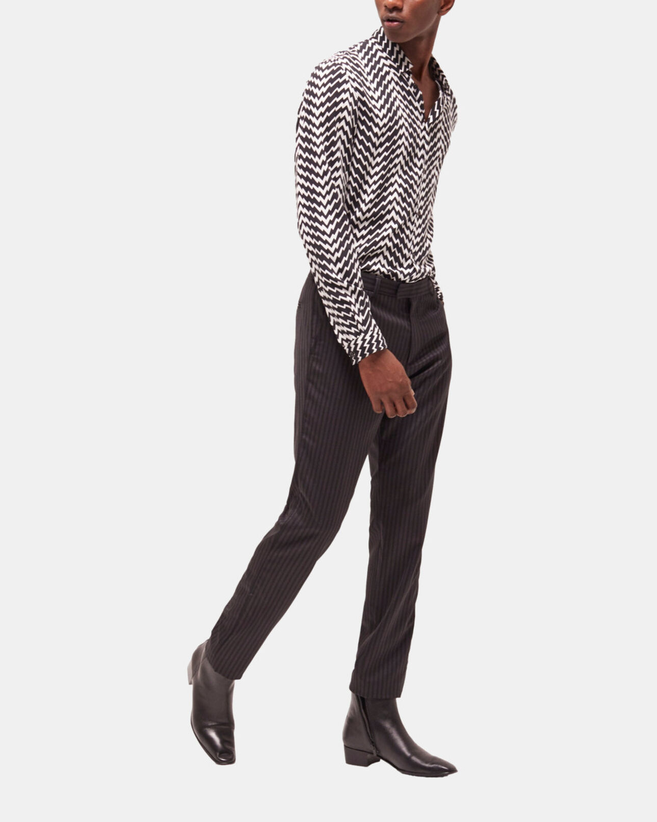 The Kooples HERREN BLACK GREY anzughose aus wolle mit streifen