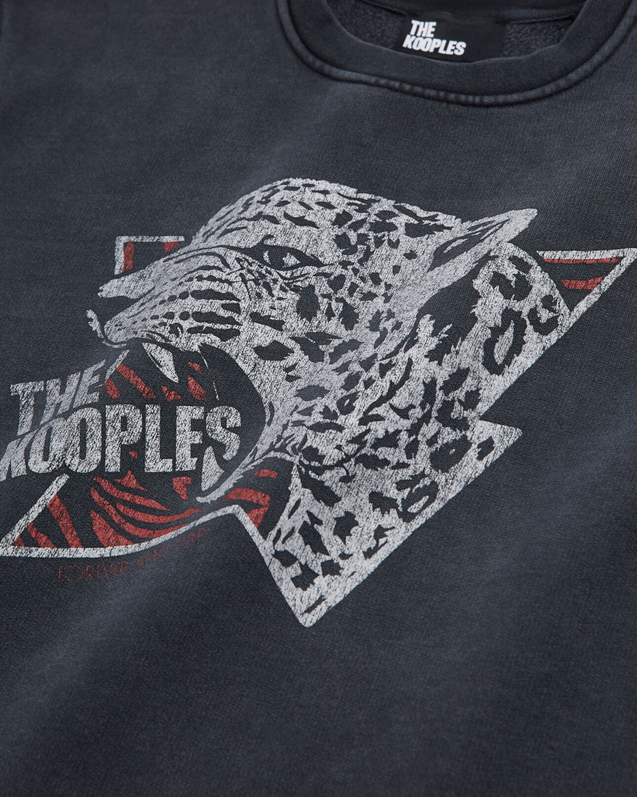 The Kooples WOMEN BLACK WASHED black sweatshirt with a tiger screen print
