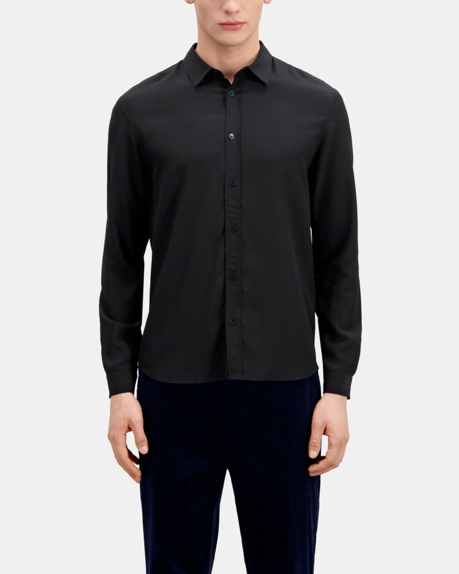 Black silk shirt, BLACK, hi-res image number null