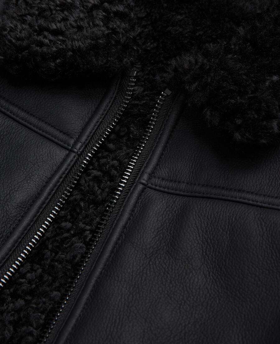 black faux fur coat