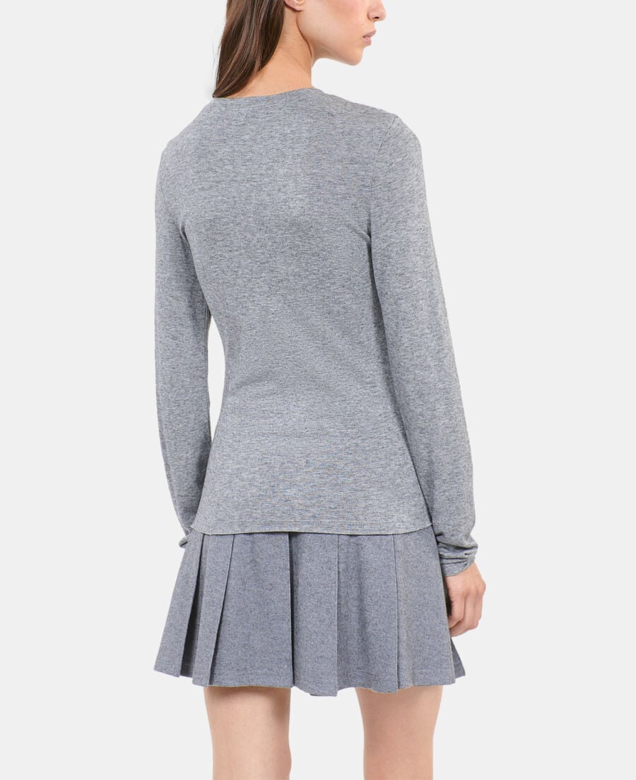 The Kooples WOMEN GREY MELANGE long sleeved printed t-shirt