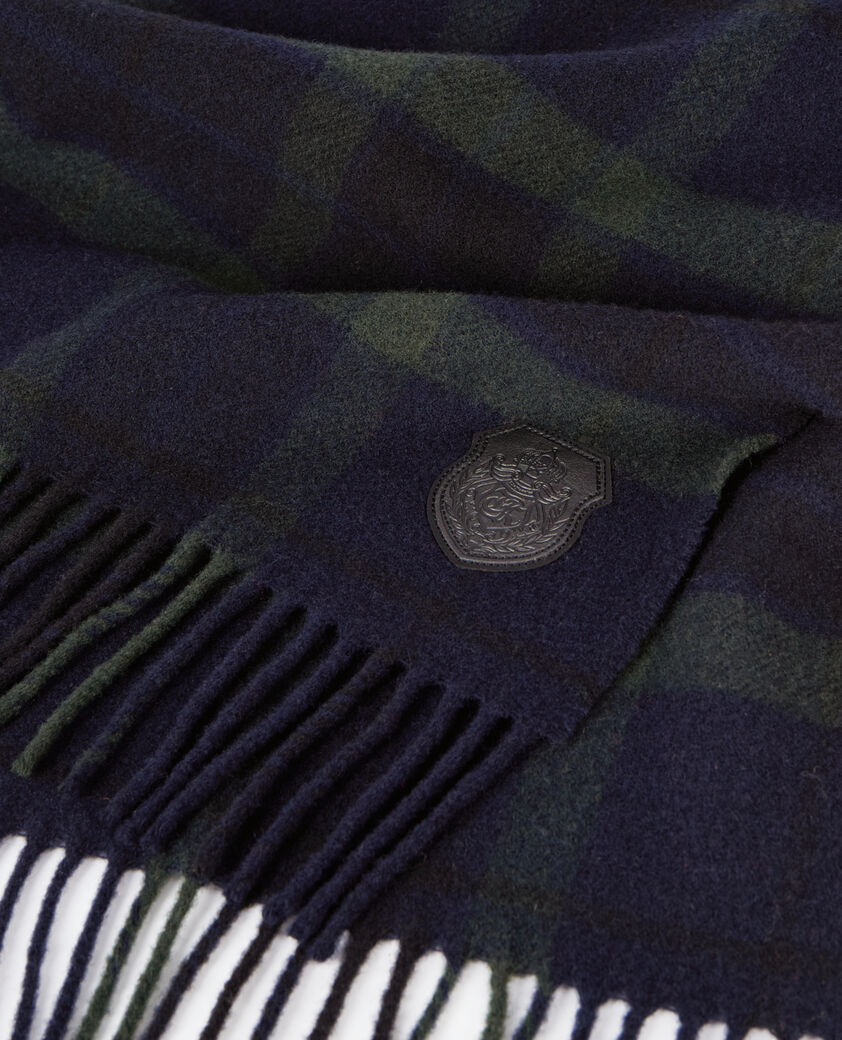 The Kooples MIXED GREEN NAVY checked wool scarf