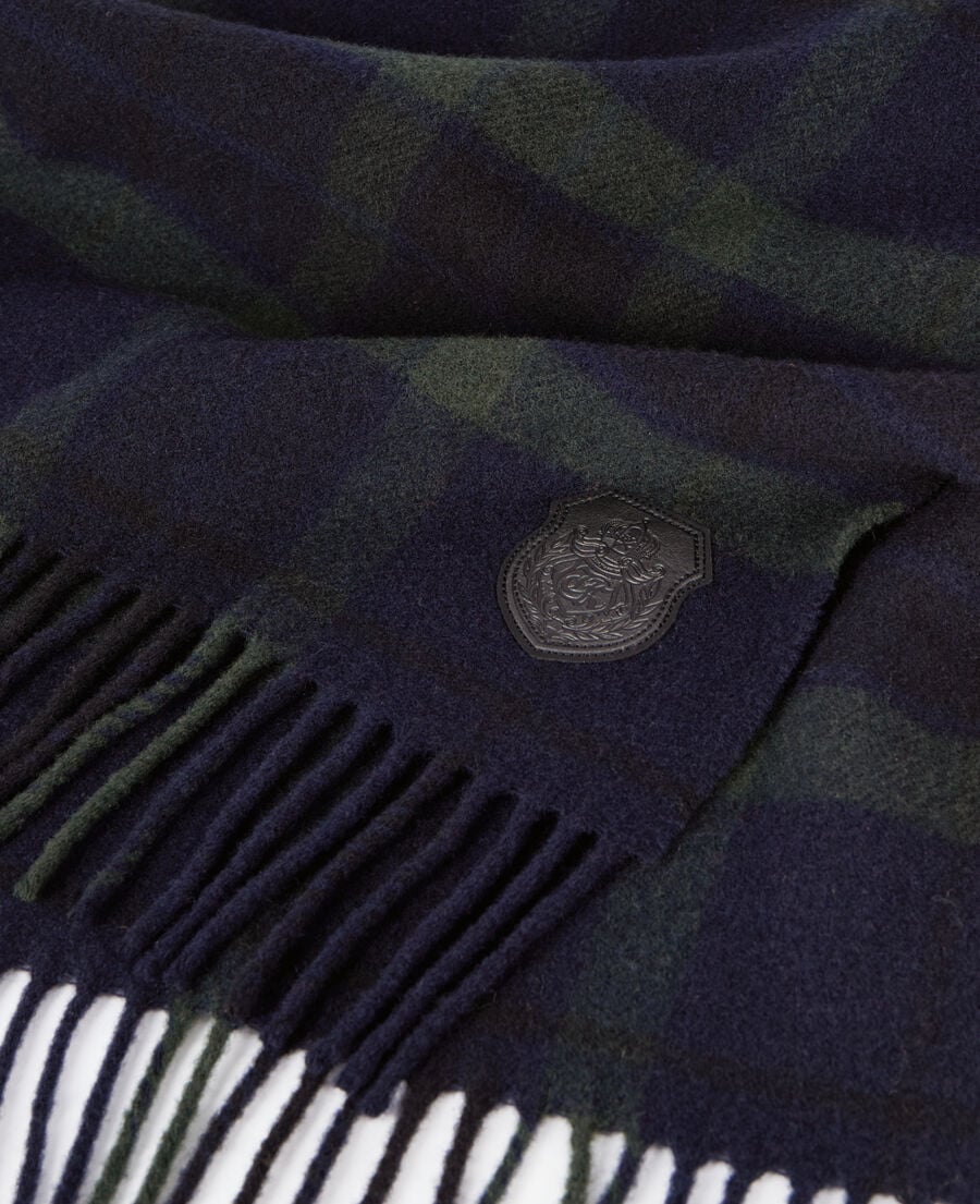 The Kooples M GREEN NAVY checked wool scarf