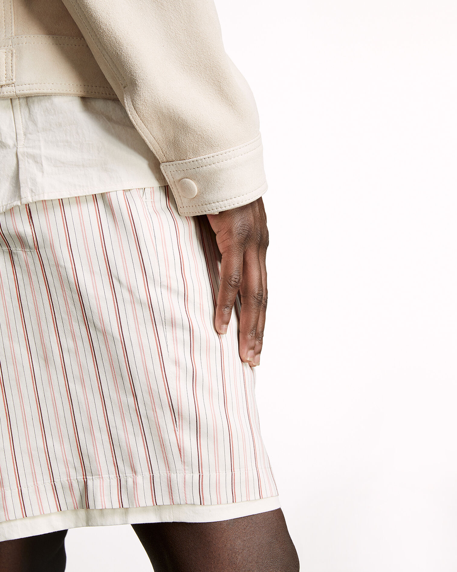 Suede-like beige leather shirt w/buttons, LIGHT BEIGE, hi-res image number null