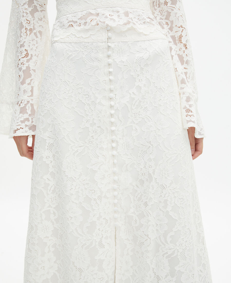 The Kooples FEMME ECRU jupe longue en dentelle blanche