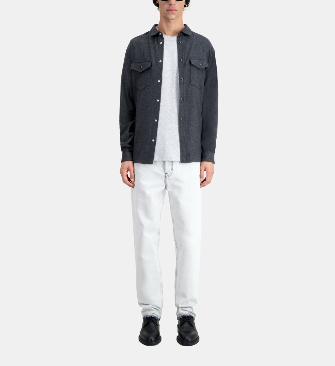 Flannel shirt hotsell and denim jacket
