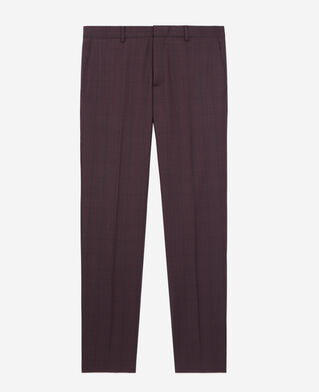 The Kooples H BORDEAUX burgundy checked wool suit trousers