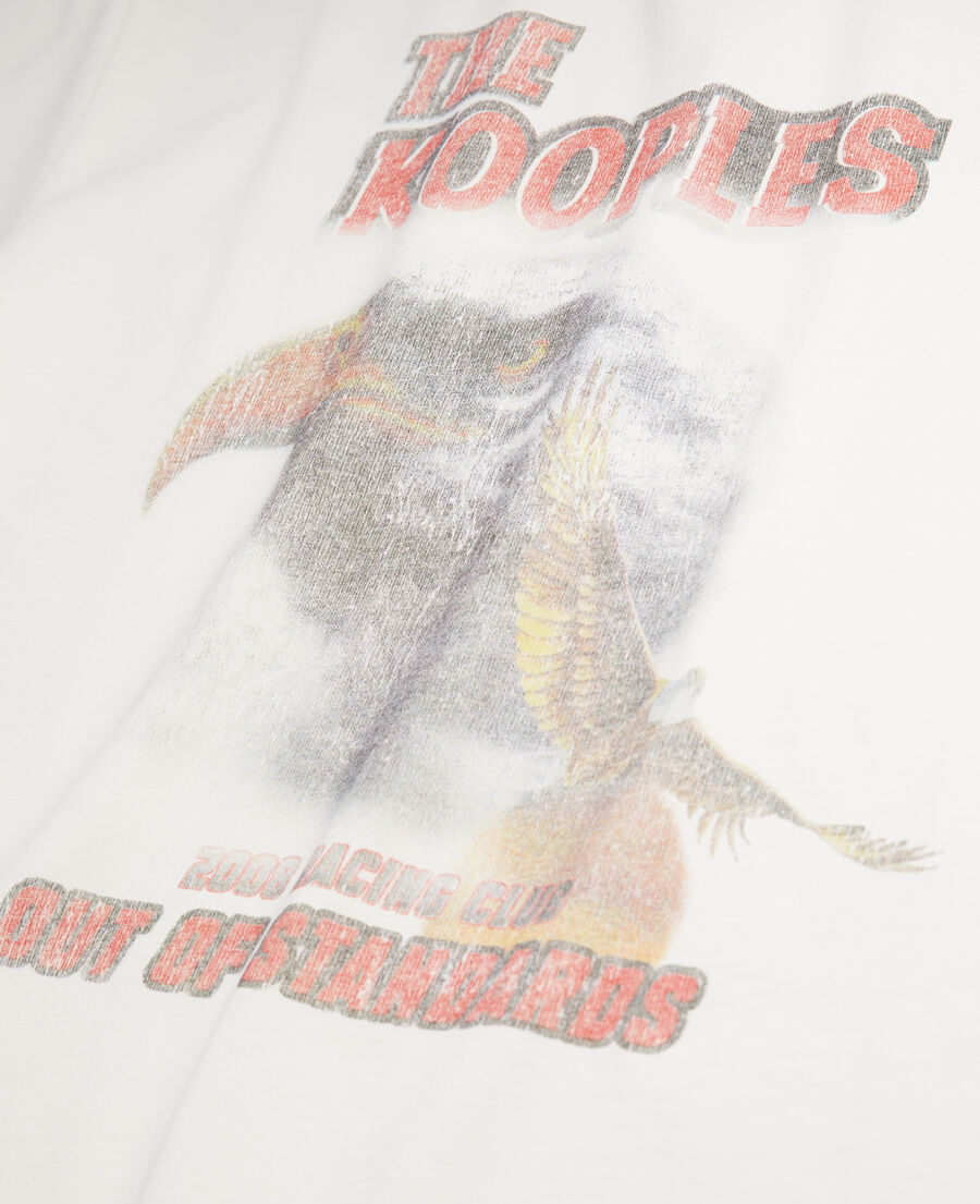ecrufarbenes t-shirt herren mit „eagle“-siebdruck