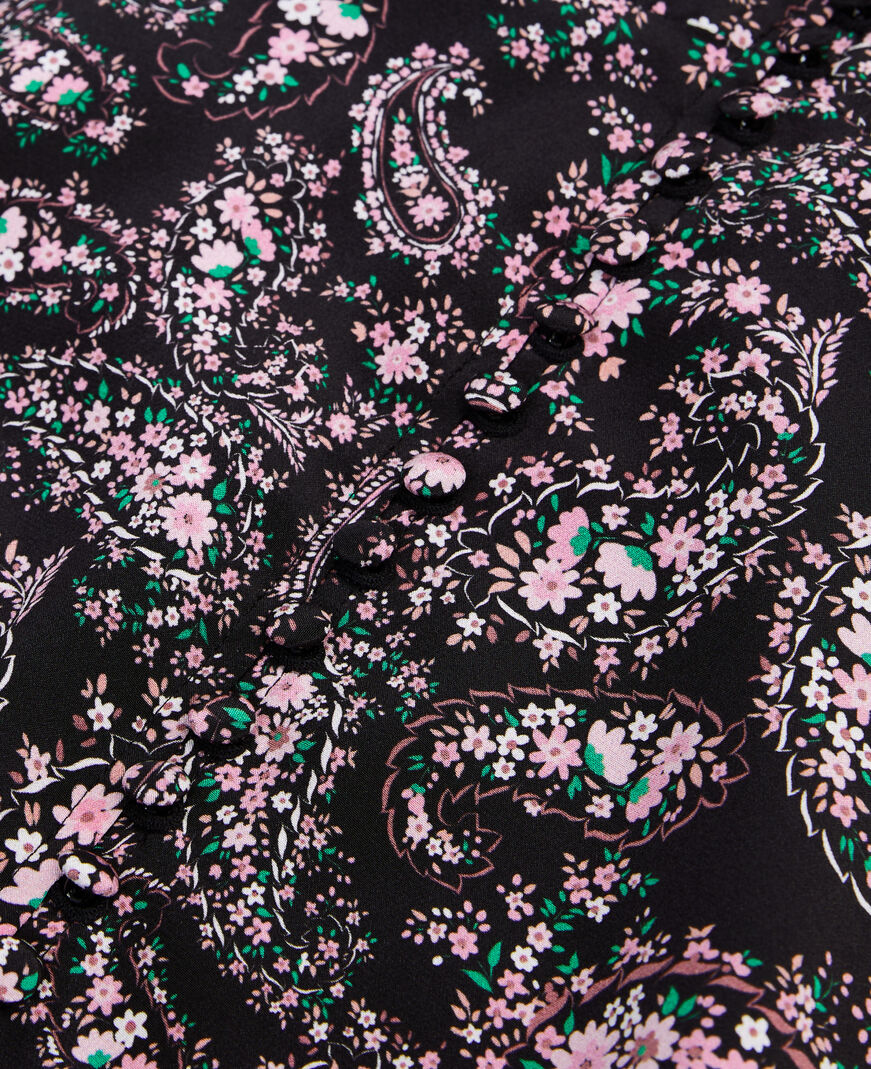 The Kooples F BLACK / PINK short printed dress with buttons