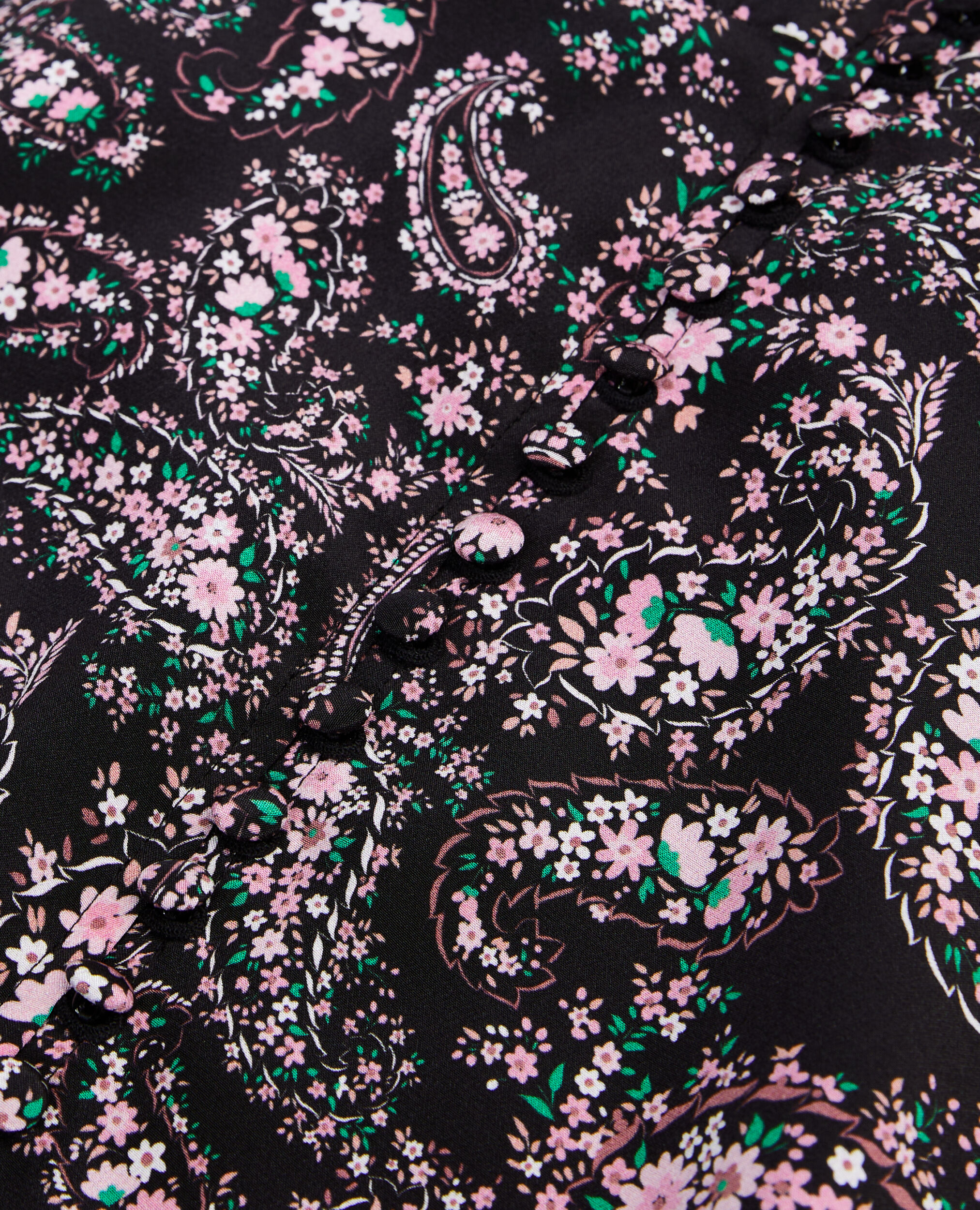 Short printed dress with buttons, BLACK / PINK, hi-res image number null