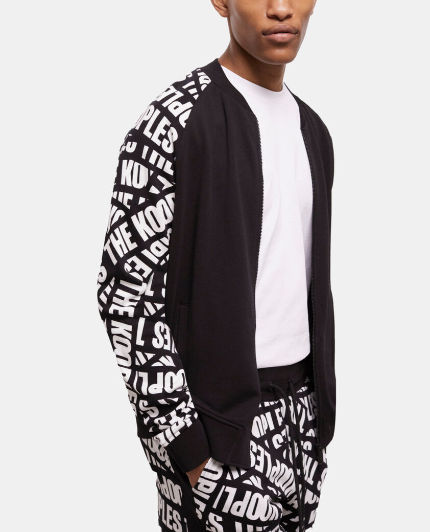 The Kooples HOMME BLACK / WHITE veste de survêtement noire tape logo
