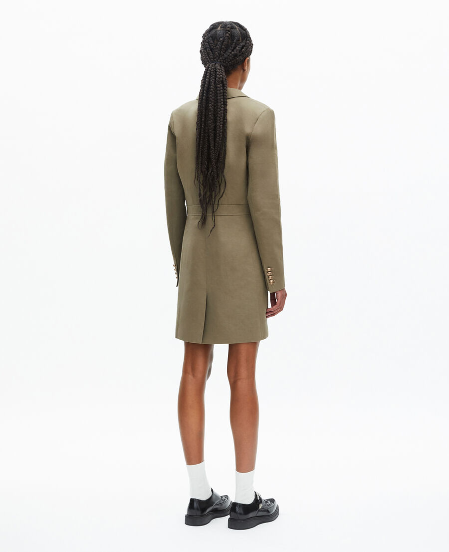 The Kooples F KAKI short officer-style dress in khaki linen