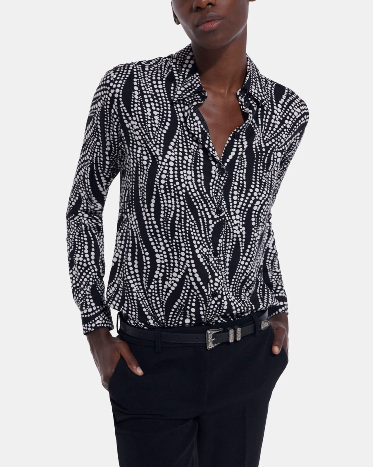 The Kooples DAMEN BLACK WHITE bedrucktes hemd