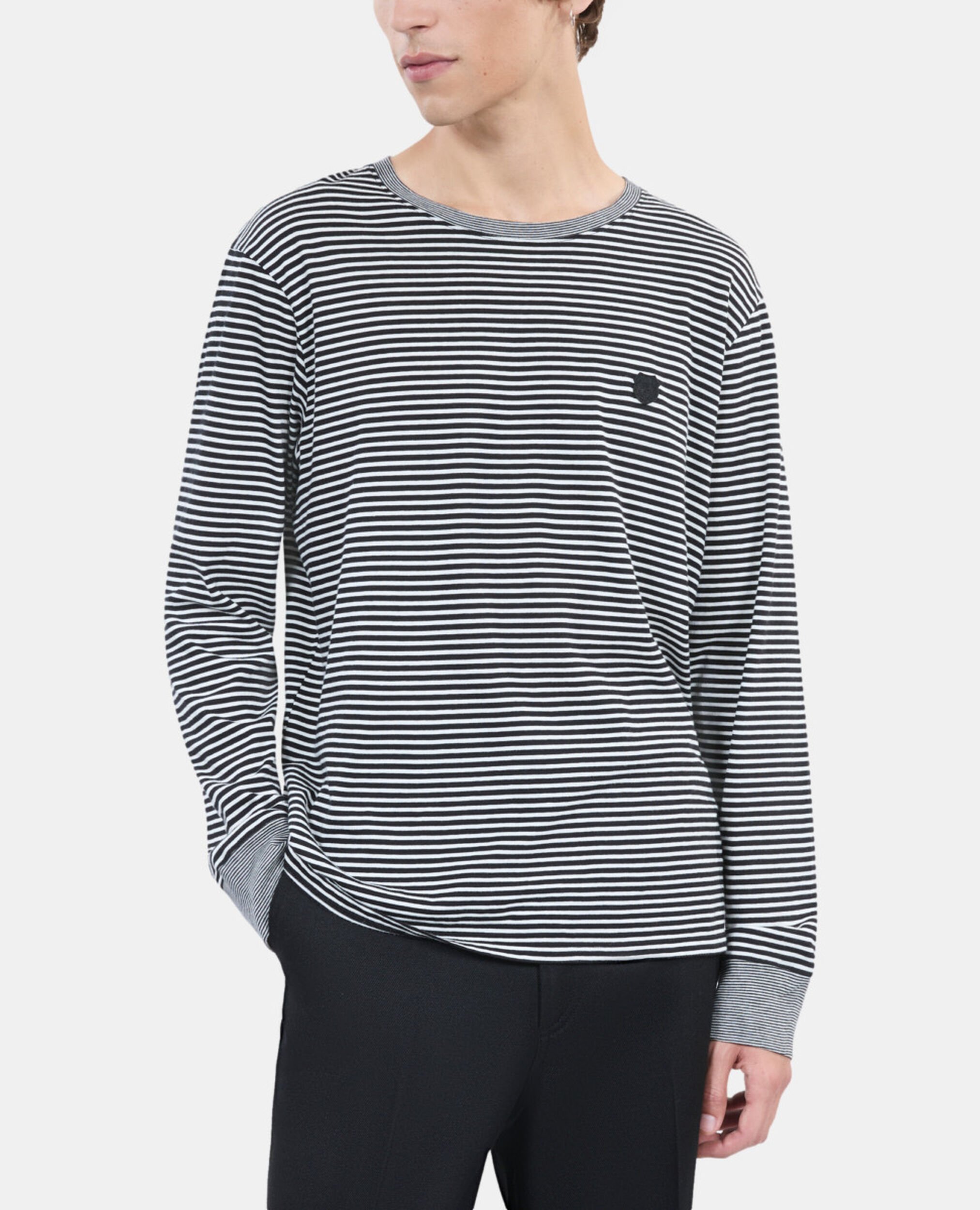 Striped long-sleeved t-shirt, BLACK / WHITE, hi-res image number null