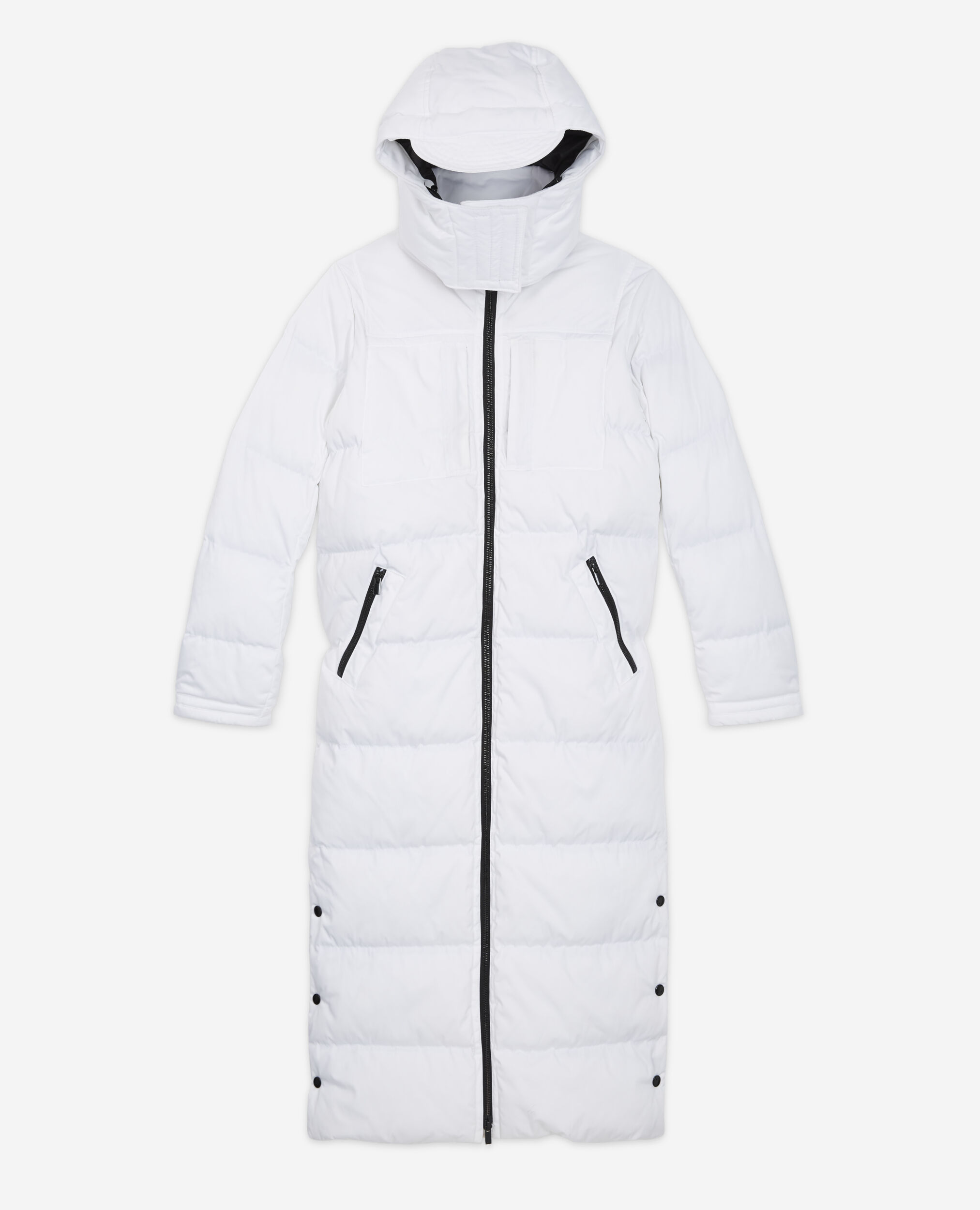 Doudoune longue blanche bretelles logo The Kooples