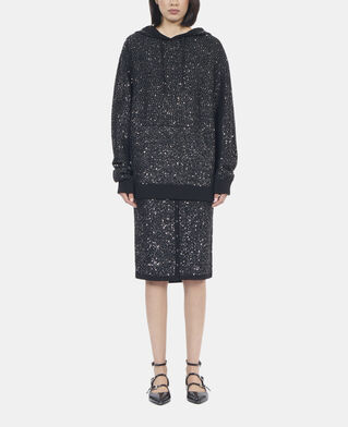 The Kooples FEMME BLACK sweatshirt &agrave; sequins en maille noire